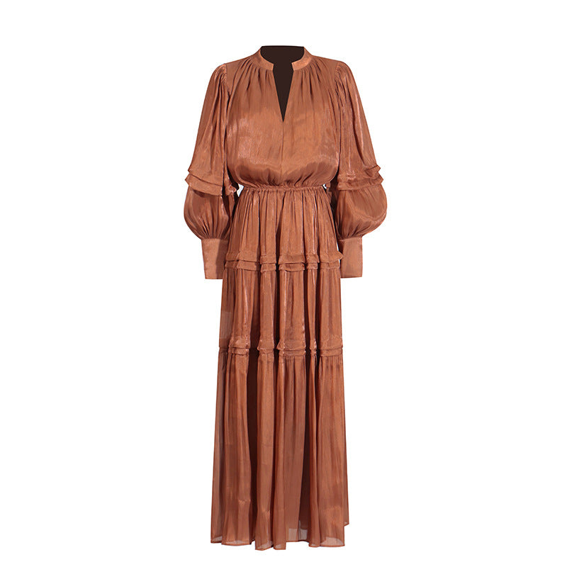 Vintage d pleated ruffle edges dress