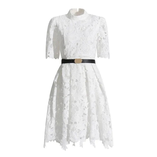 lazer cut lace dress