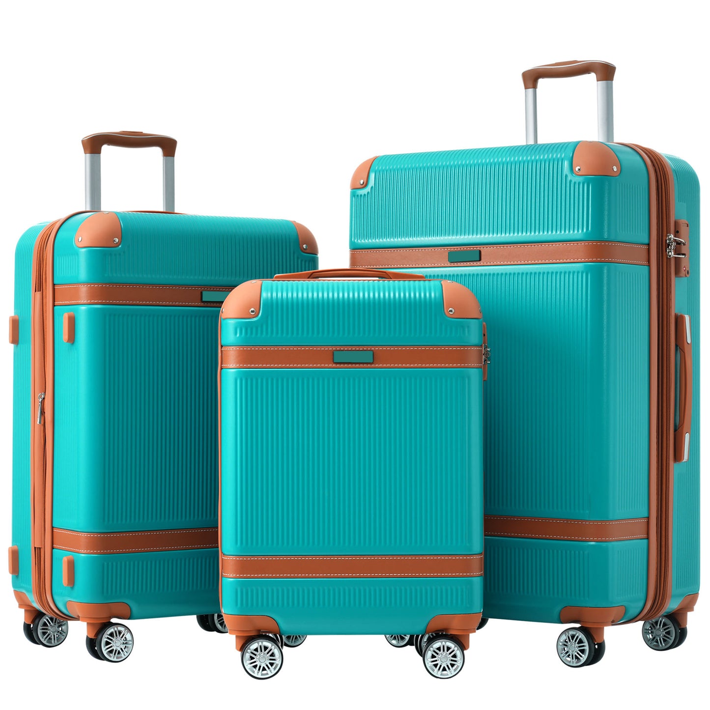 Hardshell Luggage Sets 3 Piece double spinner 8 wheels Suitcase TSA Lock Lightweight