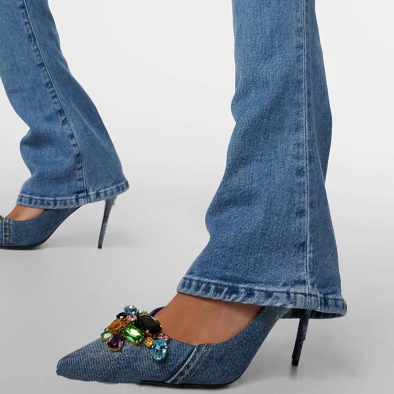 Denim High heel Pumps