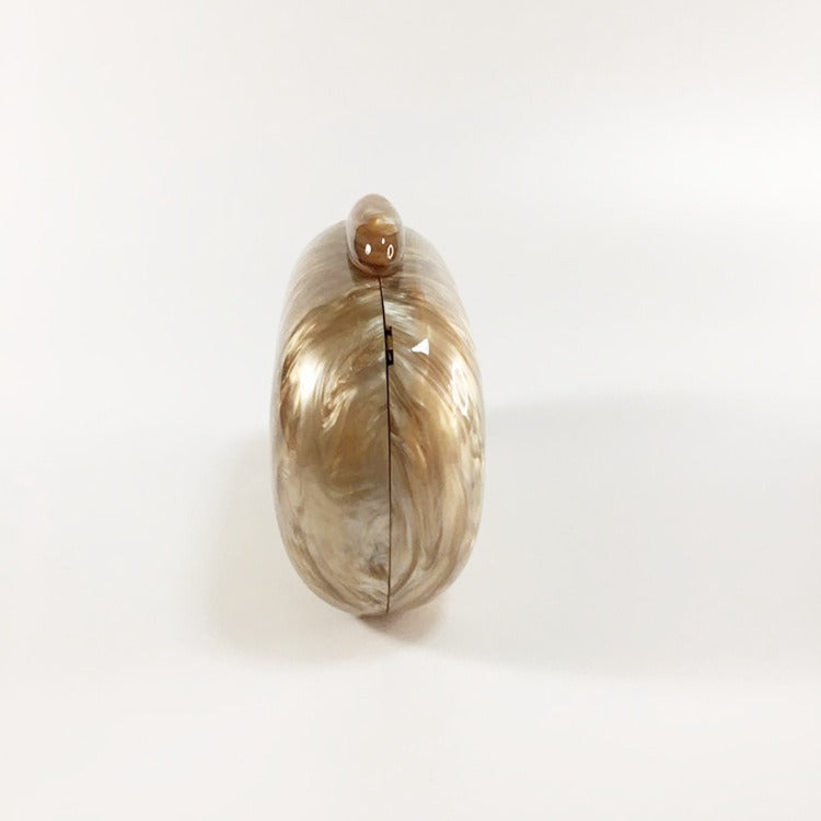 Oval Acrylic evening clutch Pearlescent Box Bag