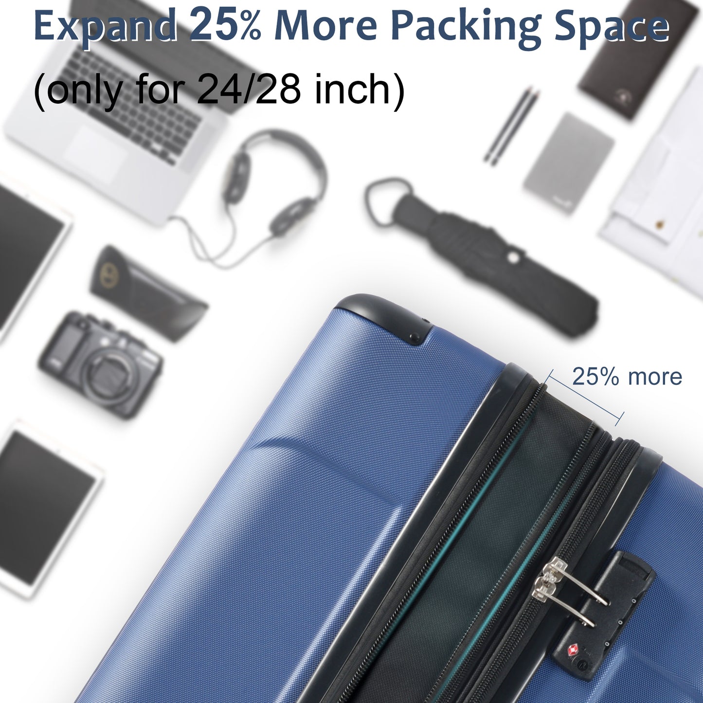 Single Hardshell Luggage Spinner Suitcase TSA Lock Lightweight Expandable 24
