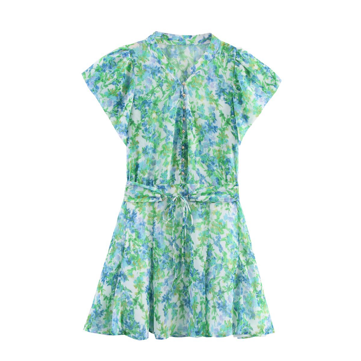 V-neck si printed dress
