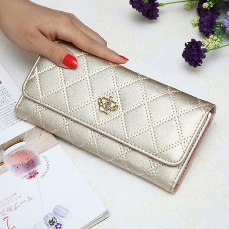 metal crown PU leather wallet