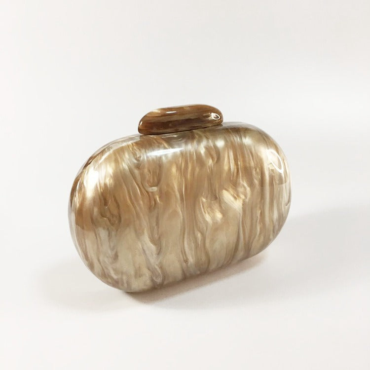 Oval Acrylic evening clutch Pearlescent Box Bag