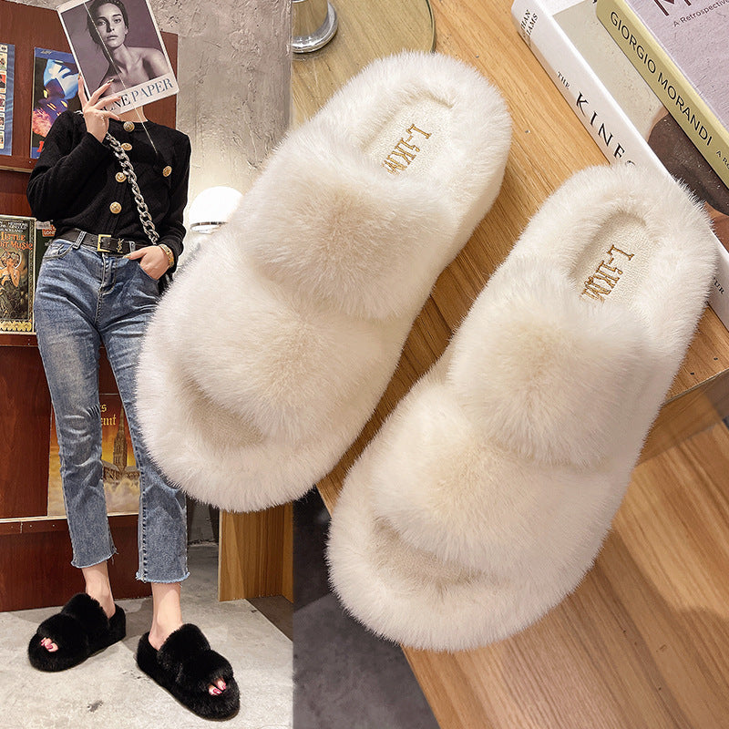 Plush double strap Slippers