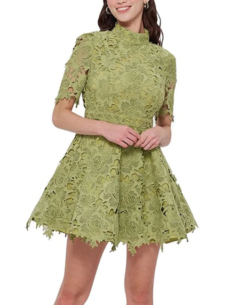 lazer cut lace dress
