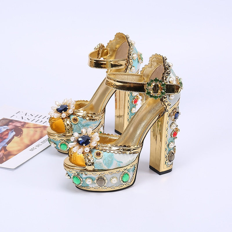 Embellished platform sandals