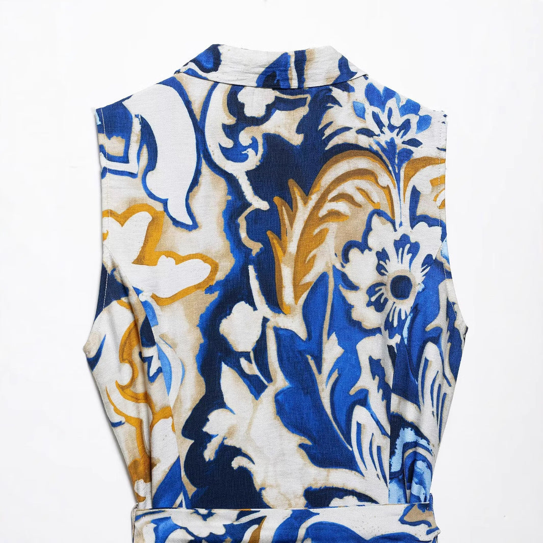 V-neck printed dress