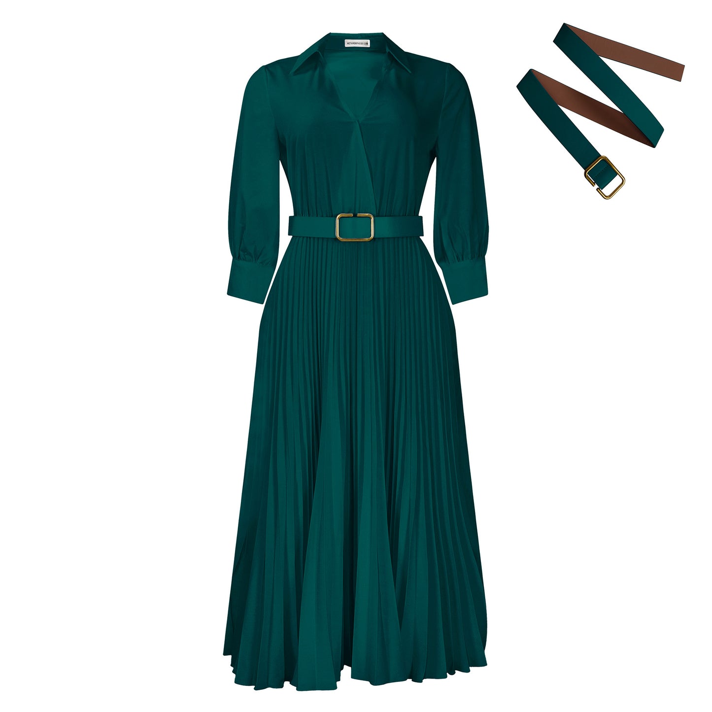 Elegant Pleated V-Neck Fashion Dress