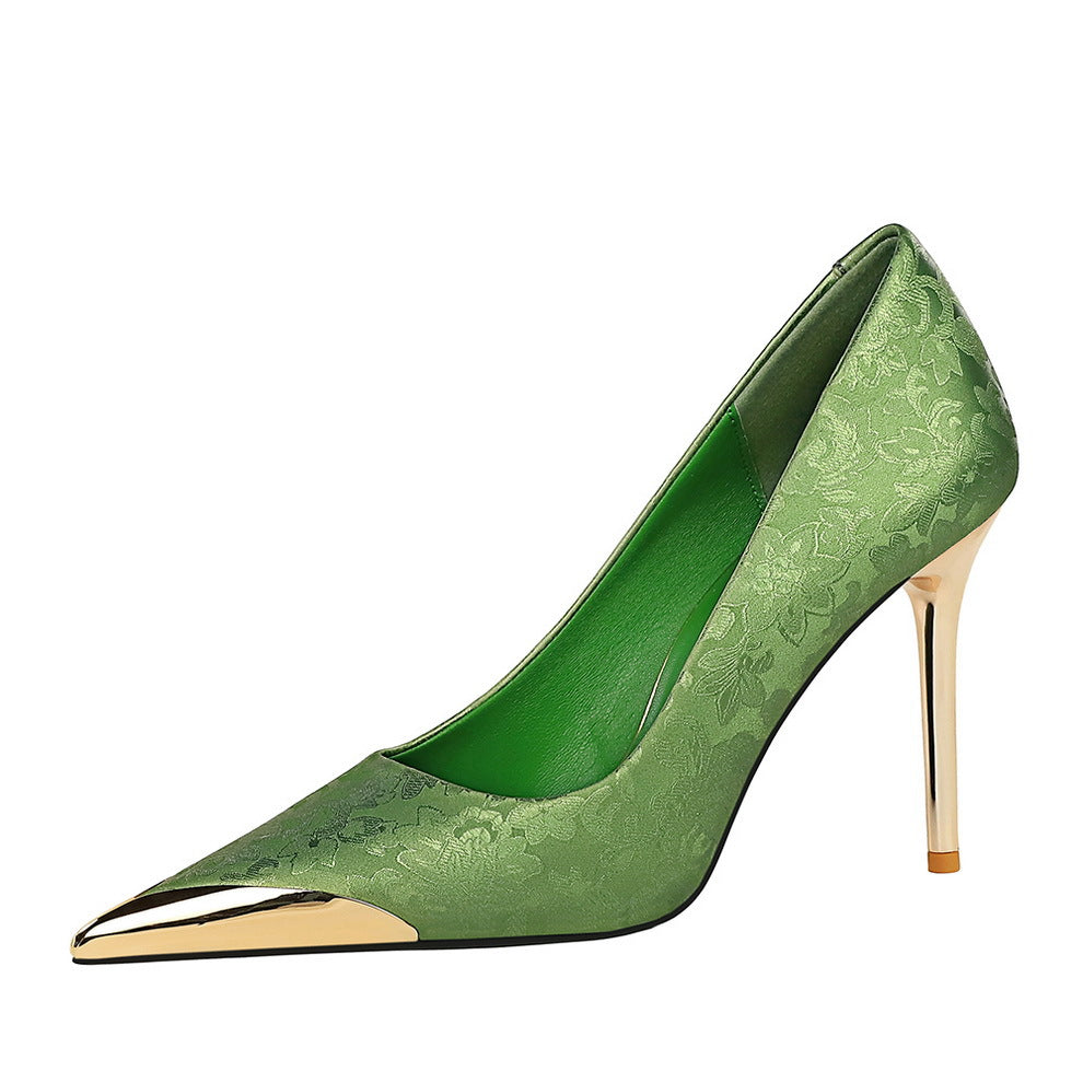 Metal toe high heel pumps