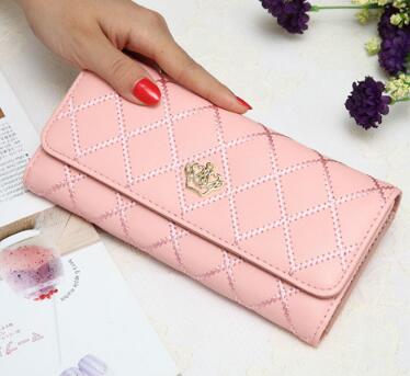 metal crown PU leather wallet