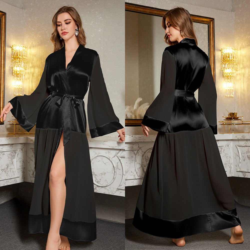 Sexy Long Robe for Women Ice Silk Mesh