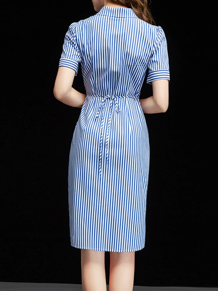 Striped Short Sleeve Dress