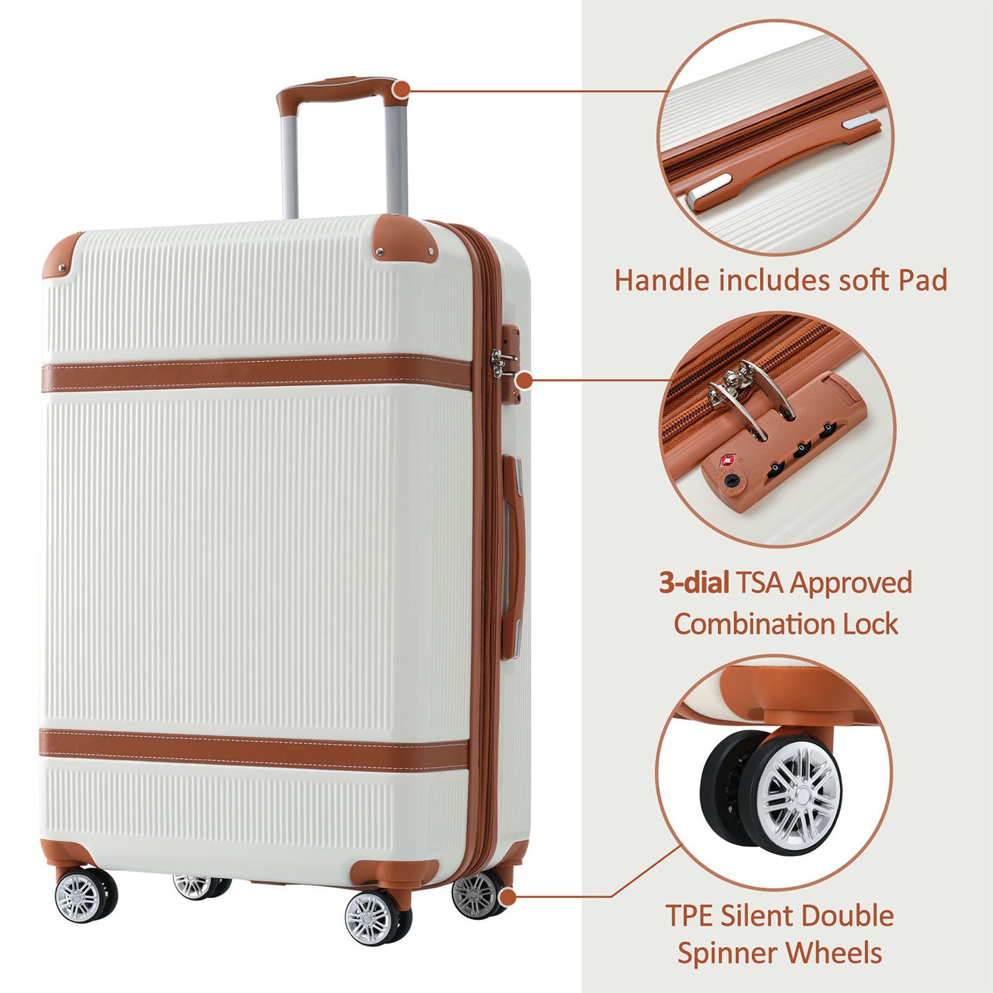 Hardshell Luggage Sets 3 Piece double spinner wheels TSA Lock Lightweight suitcase