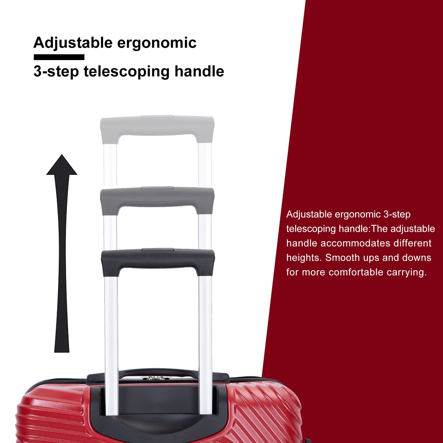 3 Piece Luggage Sets Lightweight Two Hooks Spinner Wheels