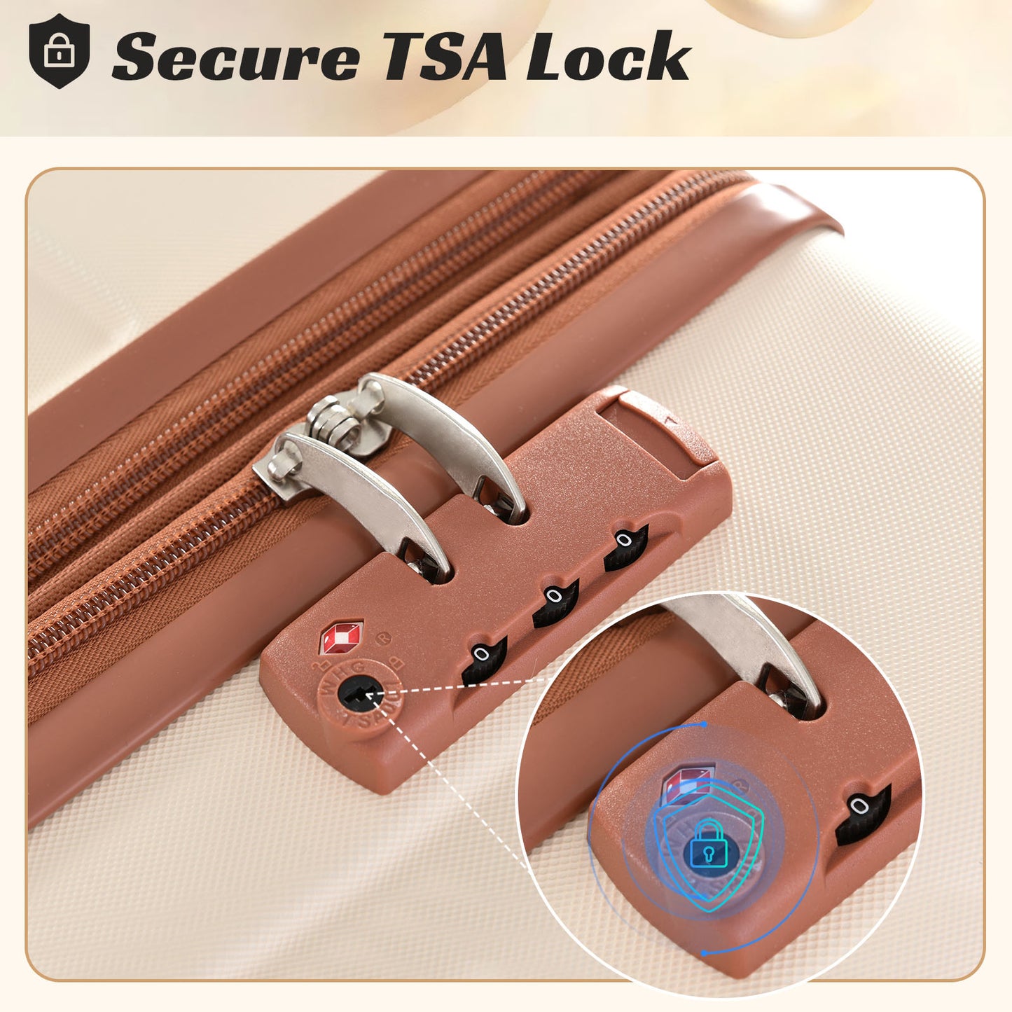 Hardshell Luggage Sets 3 Pcs Spinner TSA Lock Lightweight Suitcase