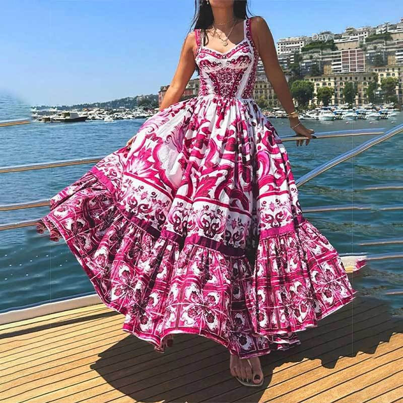printed strapless dress