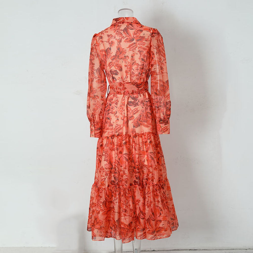 High quality printed button dress