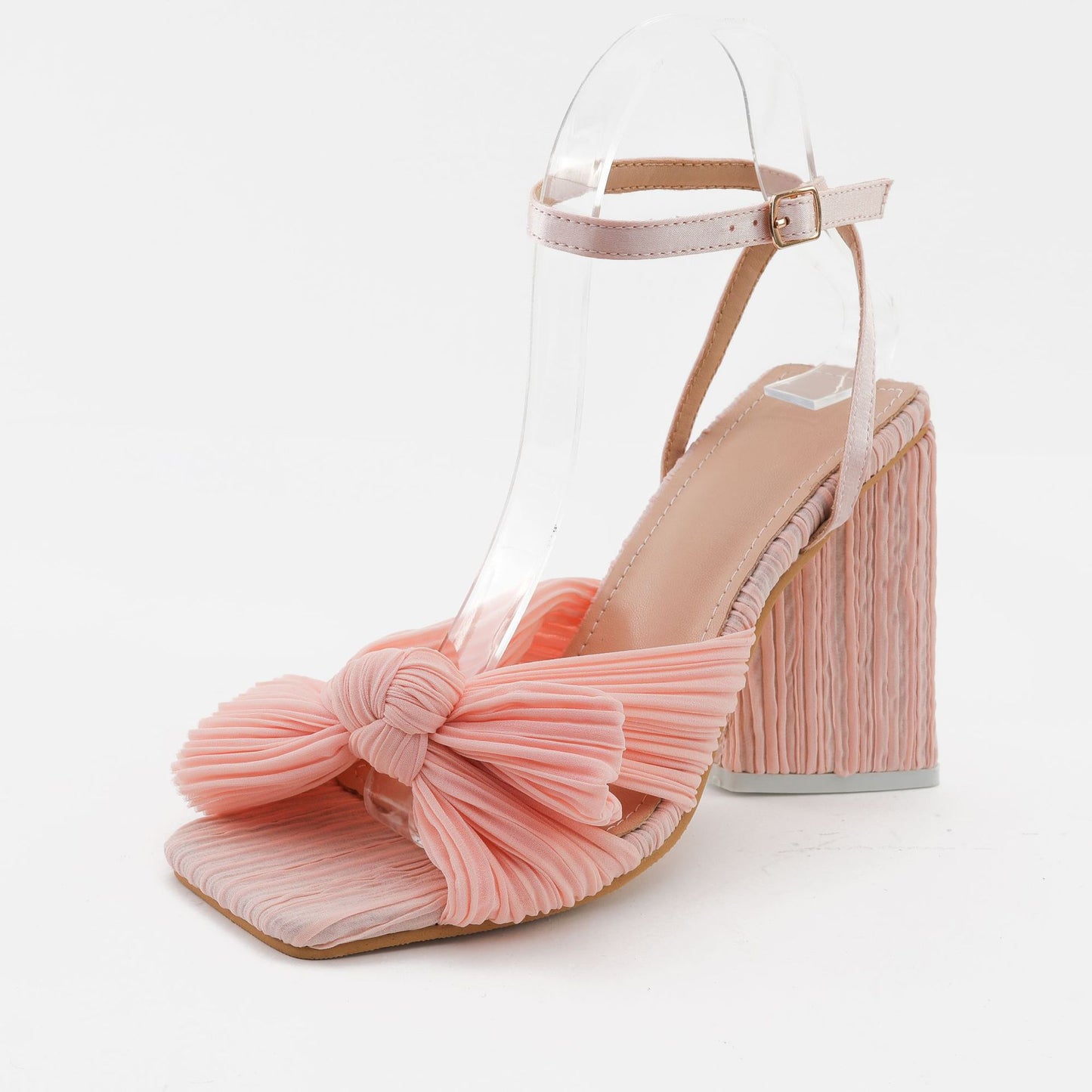 Chunky Heel Bow Silk Vintage Sandals