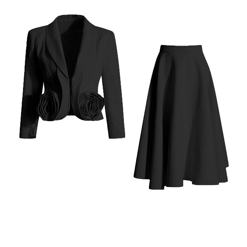 Rose two-piece waist cinching slimming suit skirt set