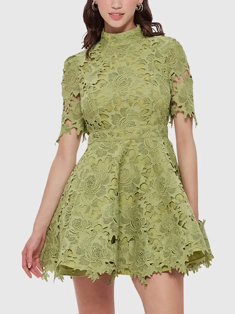 lazer cut lace dress