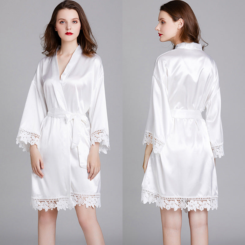 silky short robe