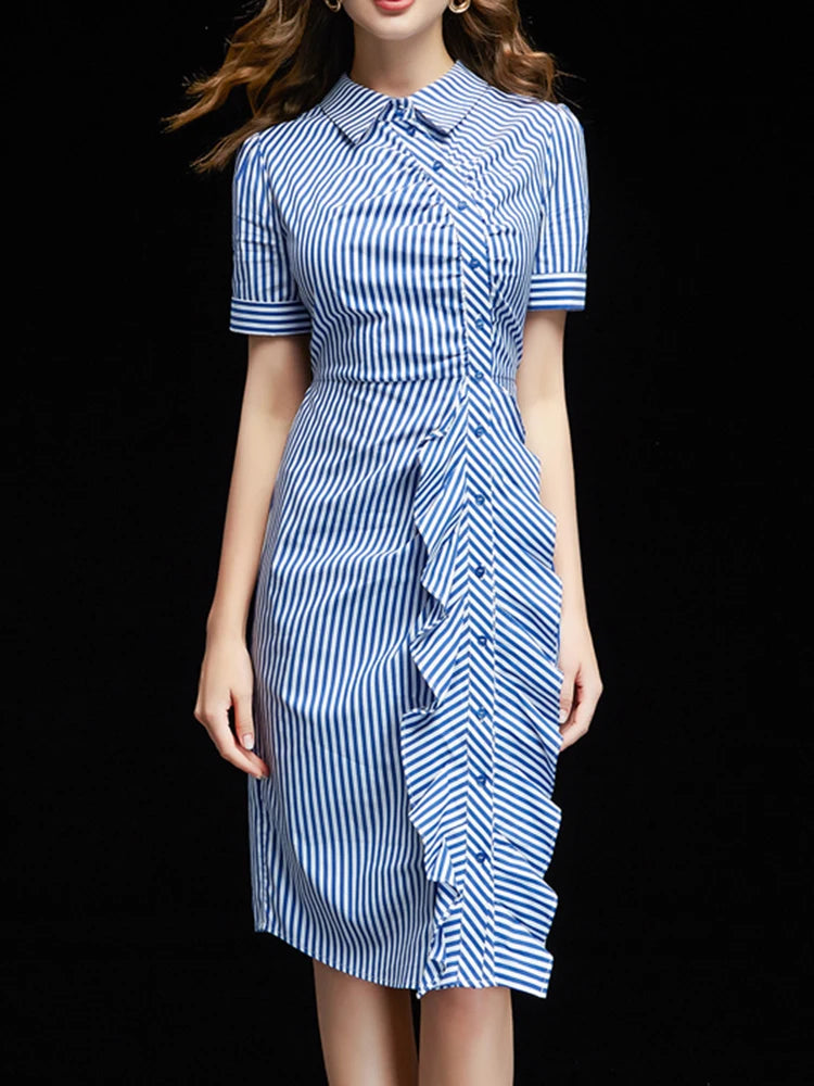 Striped Short Sleeve Dress