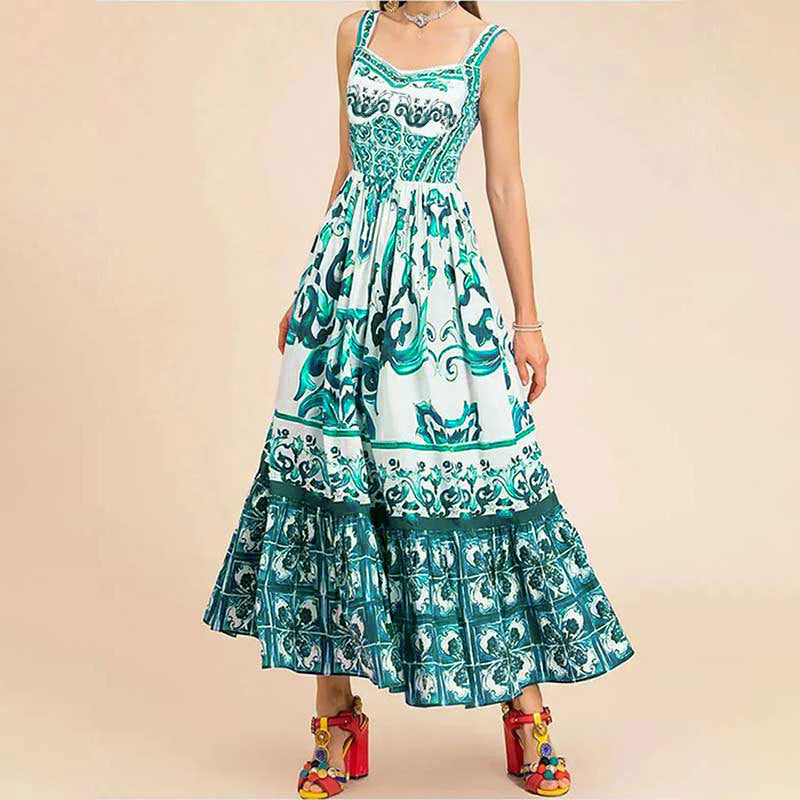 printed strapless dress