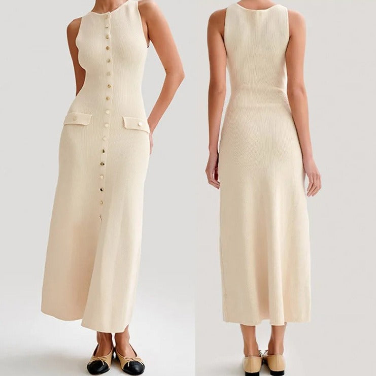 Decorative Button knitted dress
