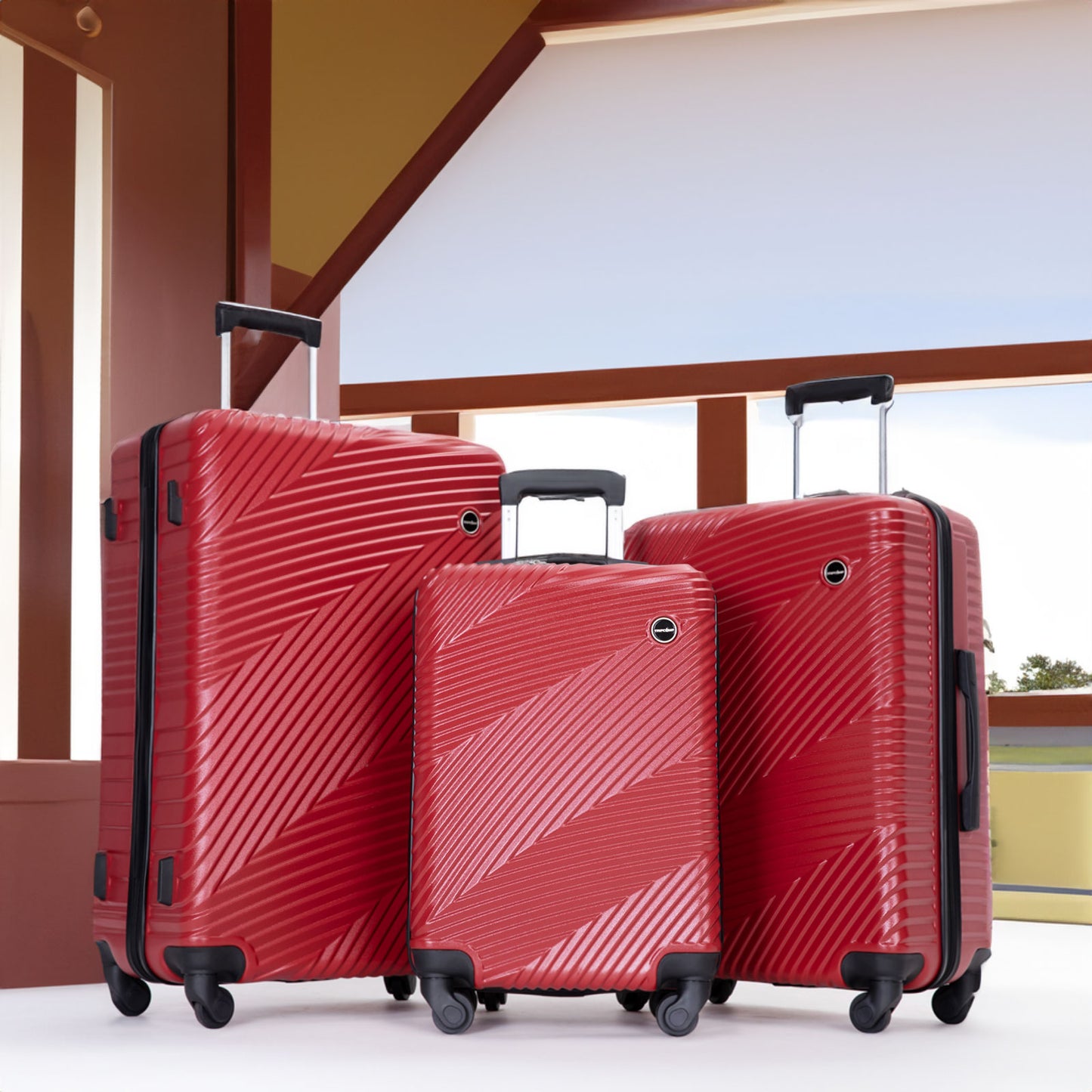 3 Piece Luggage Sets Lightweight Two Hooks Spinner Wheels