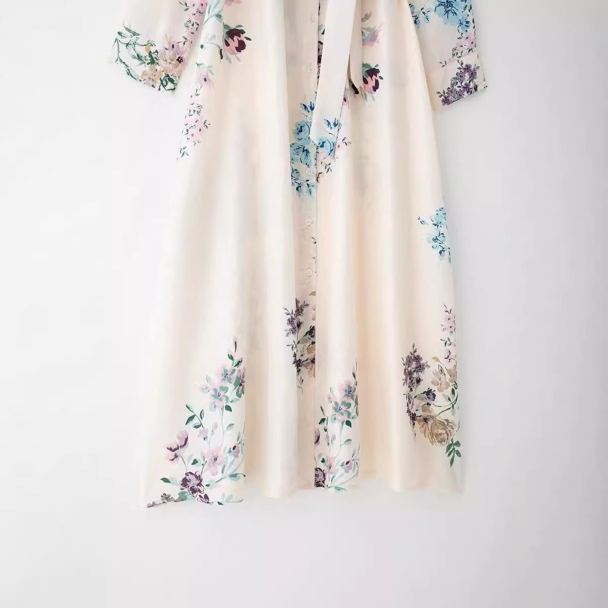 Linen shirt printed dress