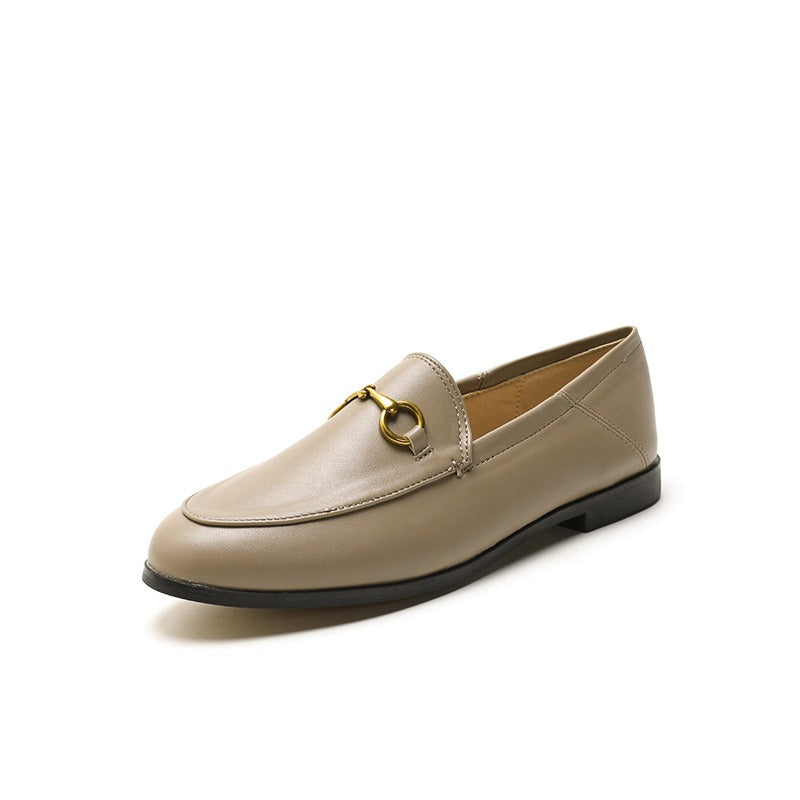 Leather buckle front loafers