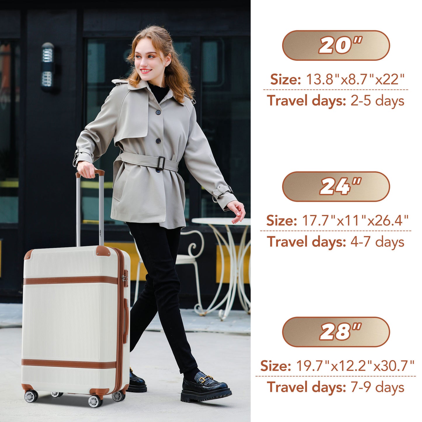 Hardshell Luggage Sets 3 Piece double spinner wheels TSA Lock Lightweight suitcase