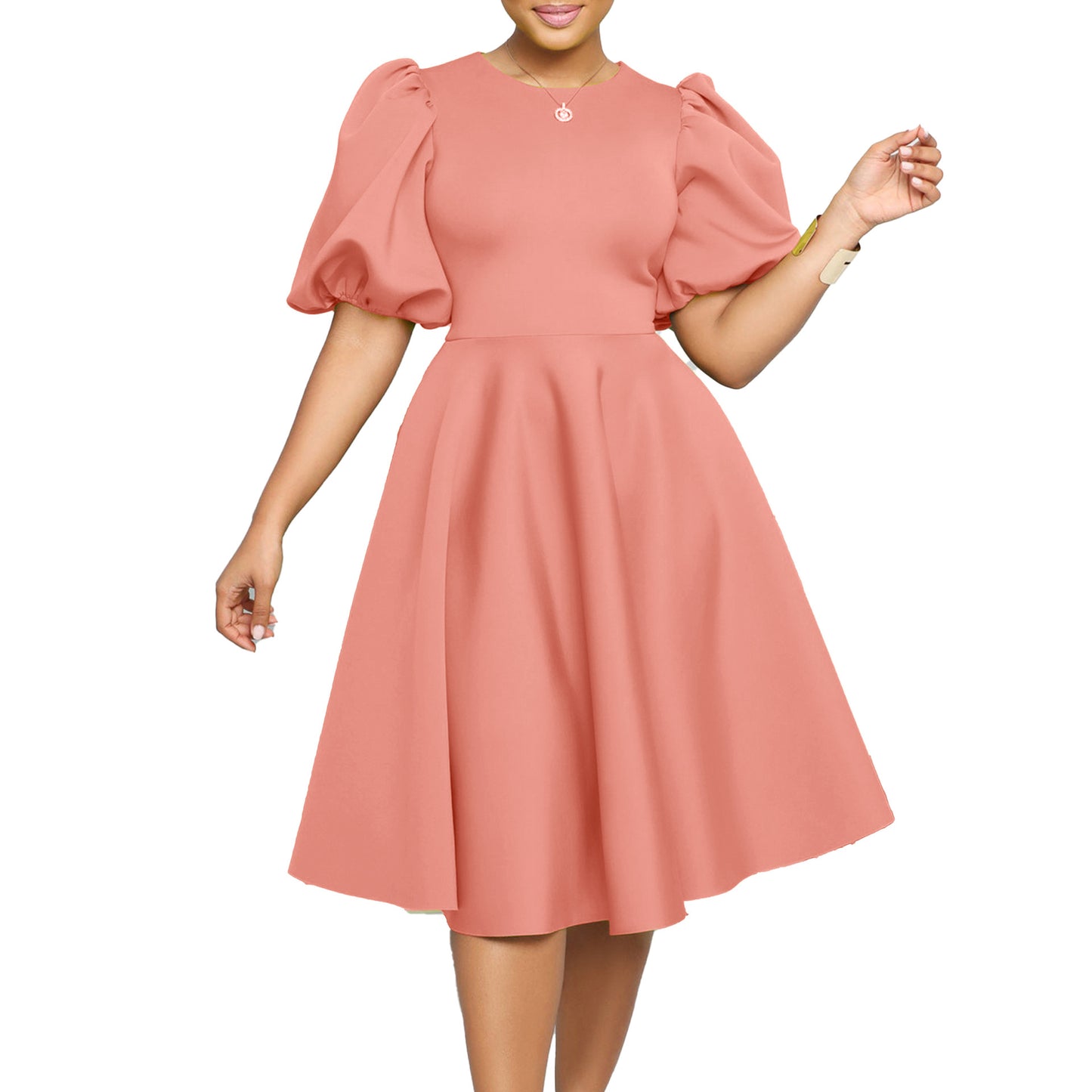 Elegant High Waist Flared Dress