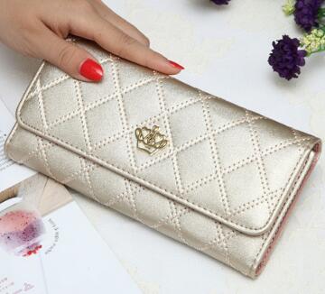 metal crown PU leather wallet