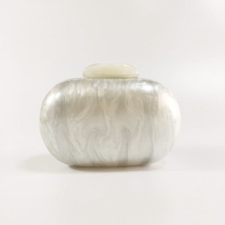 Oval Acrylic evening clutch Pearlescent Box Bag