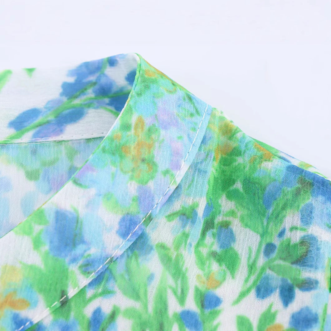 V-neck si printed dress