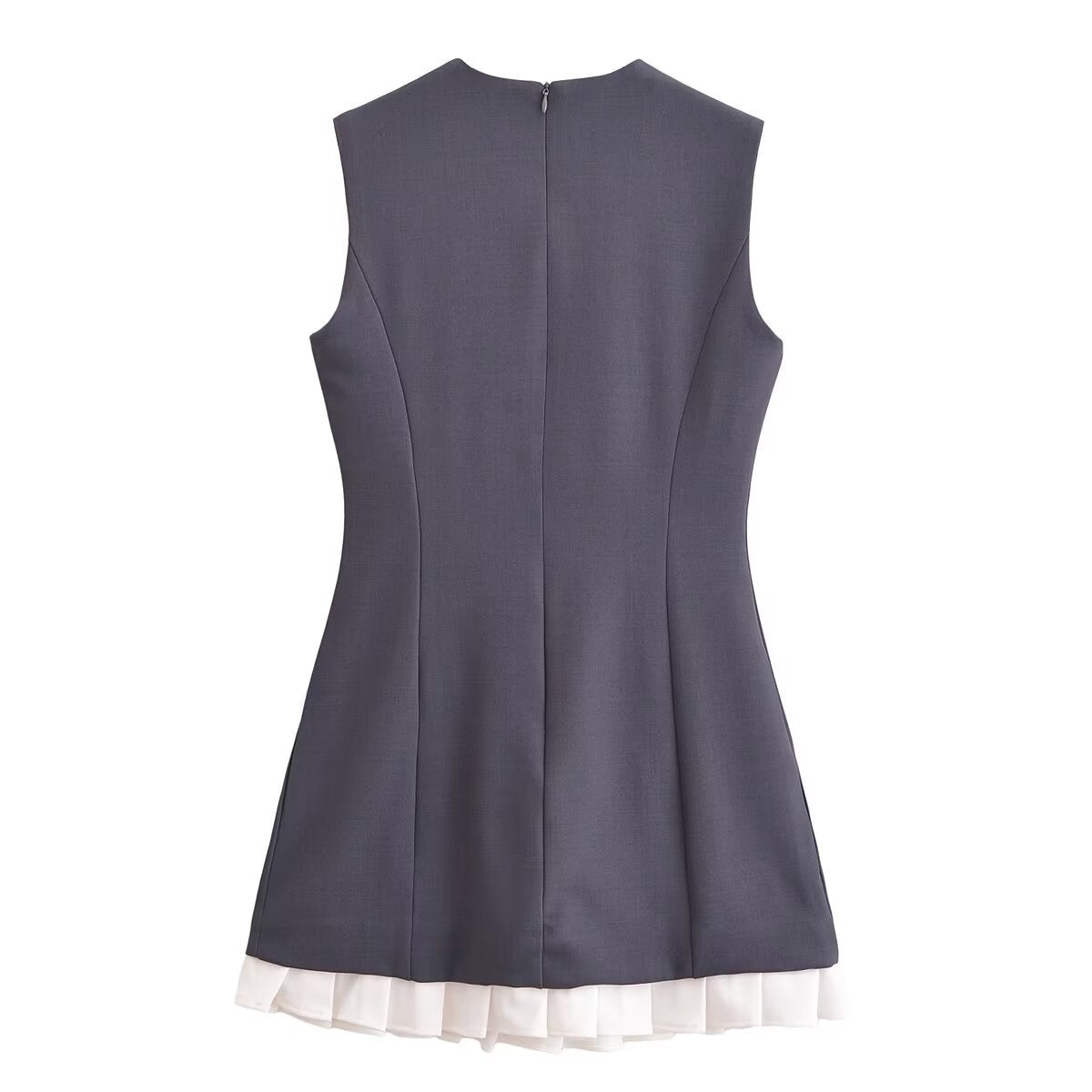 Bow d patchwork pleated hem dress