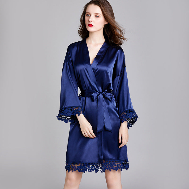silky short robe
