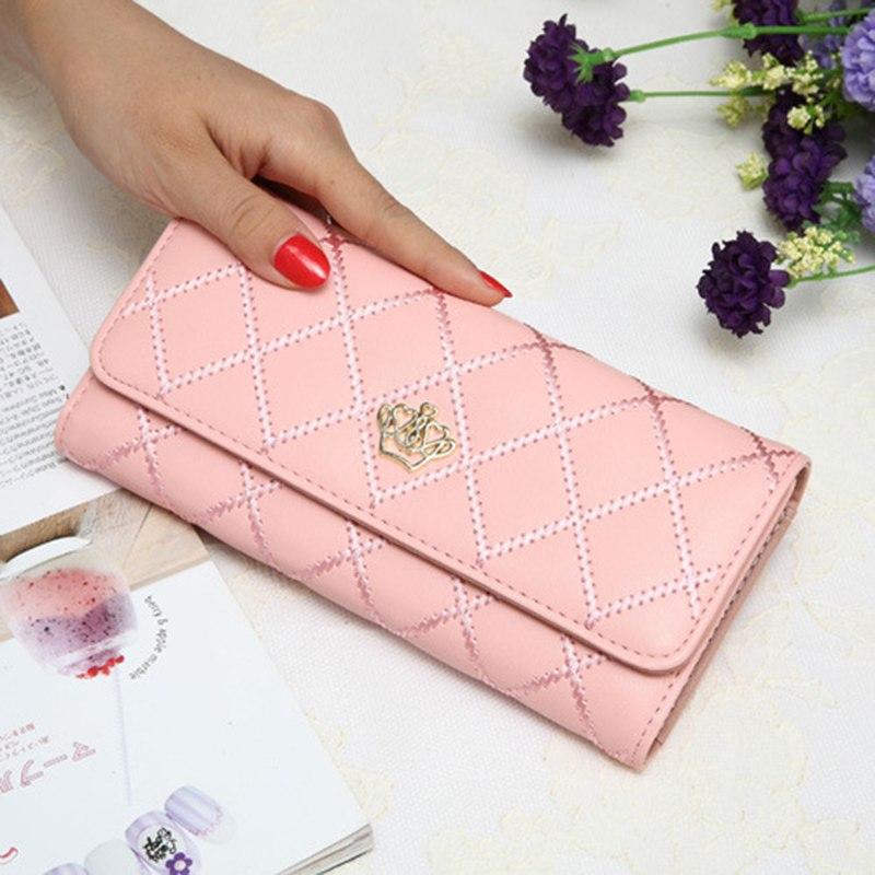 metal crown PU leather wallet