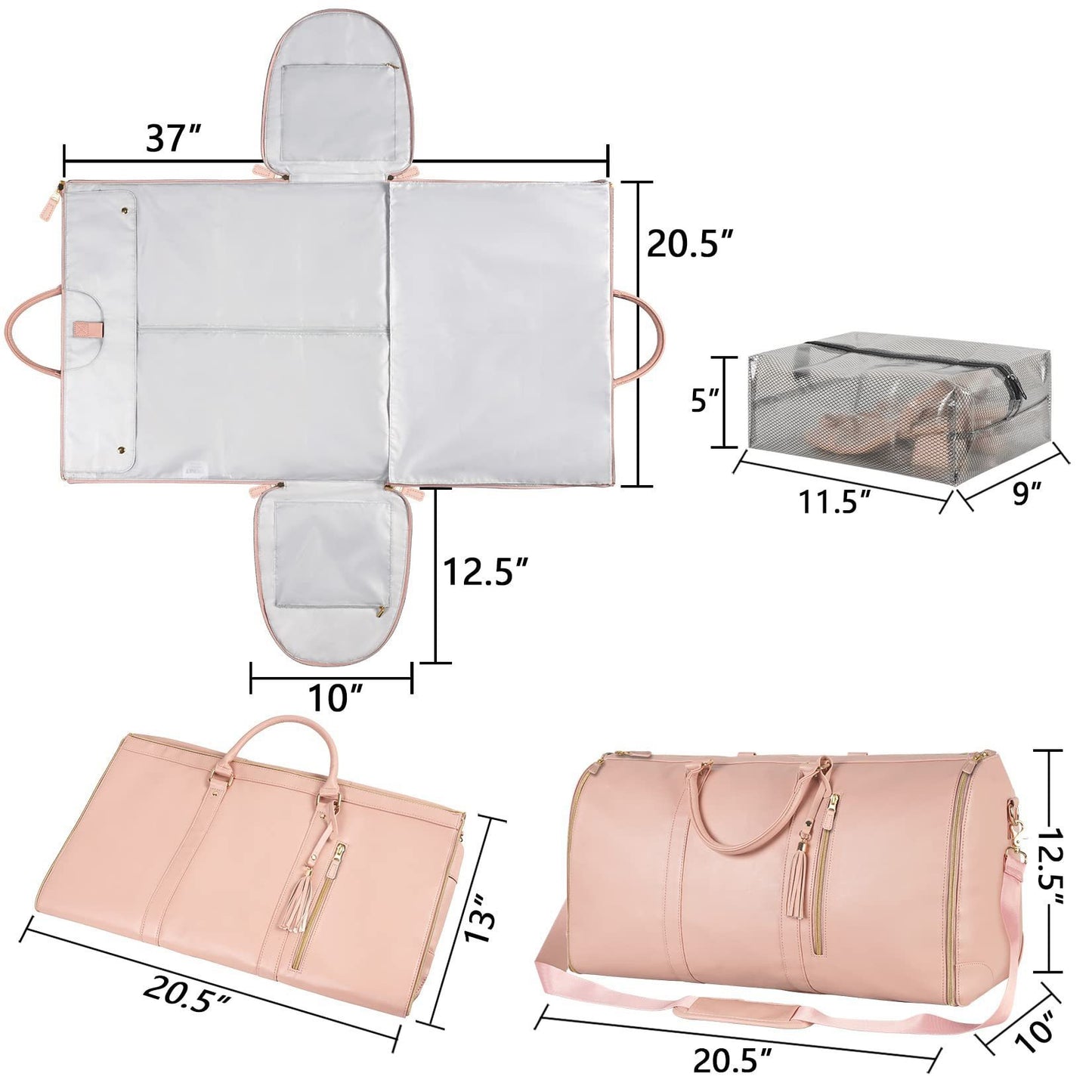 Large leather folding Travel suit bag,