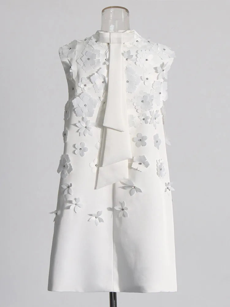 studded flower sleeveless dress