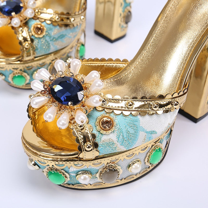 Embellished platform sandals