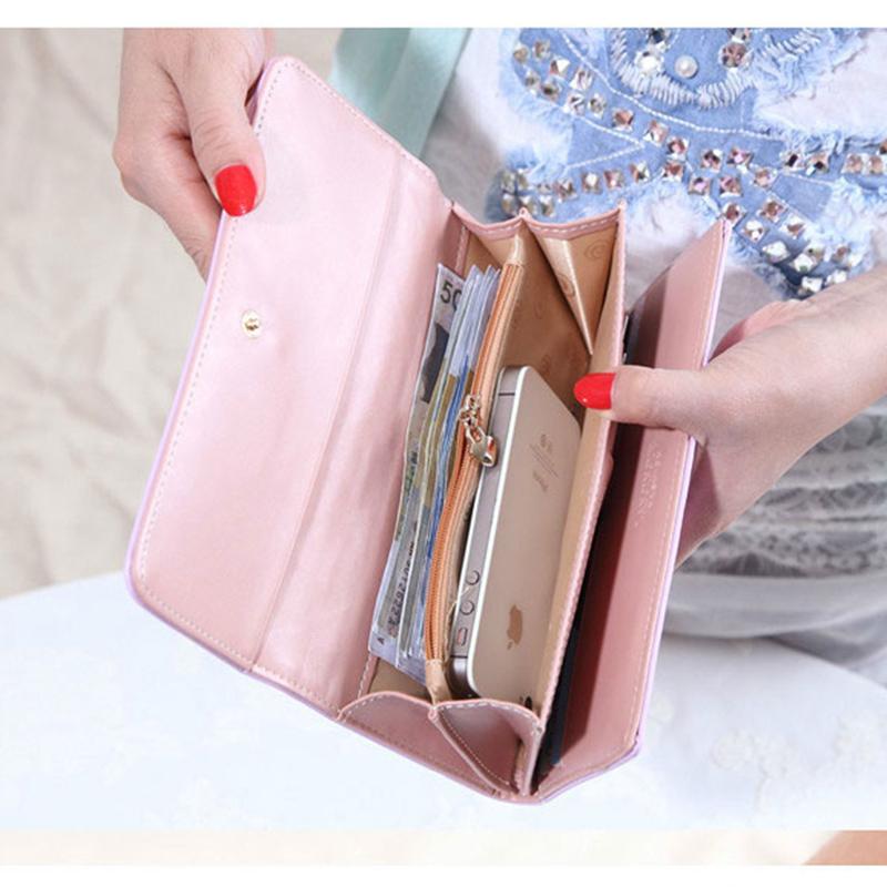 metal crown PU leather wallet