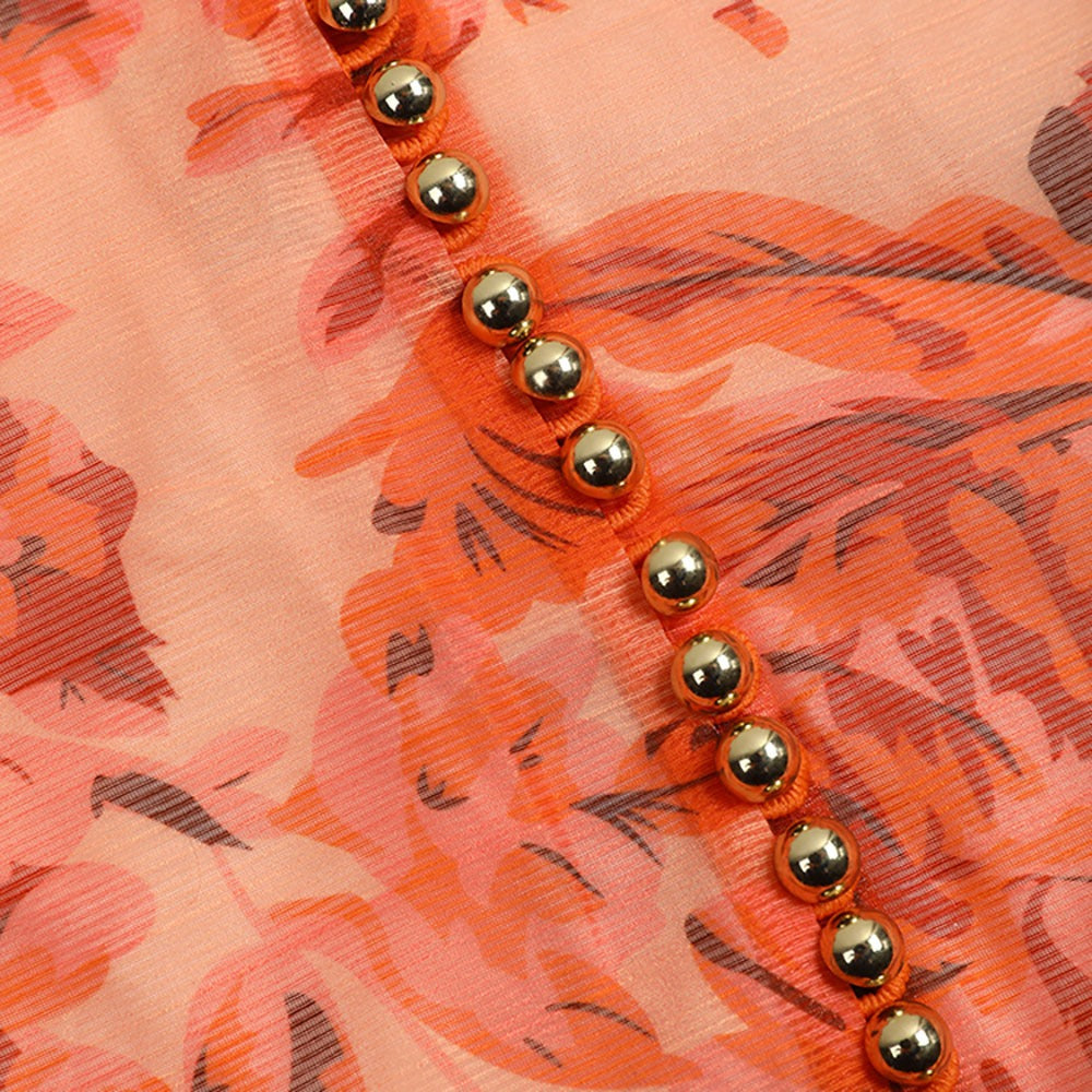 High quality printed button dress