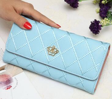 metal crown PU leather wallet