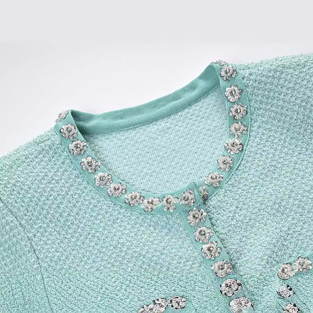 Diamond ruffled edge knitted dress