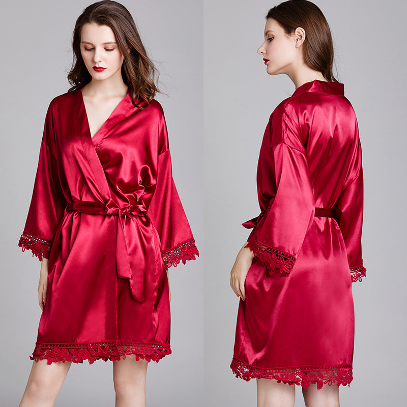 silky short robe