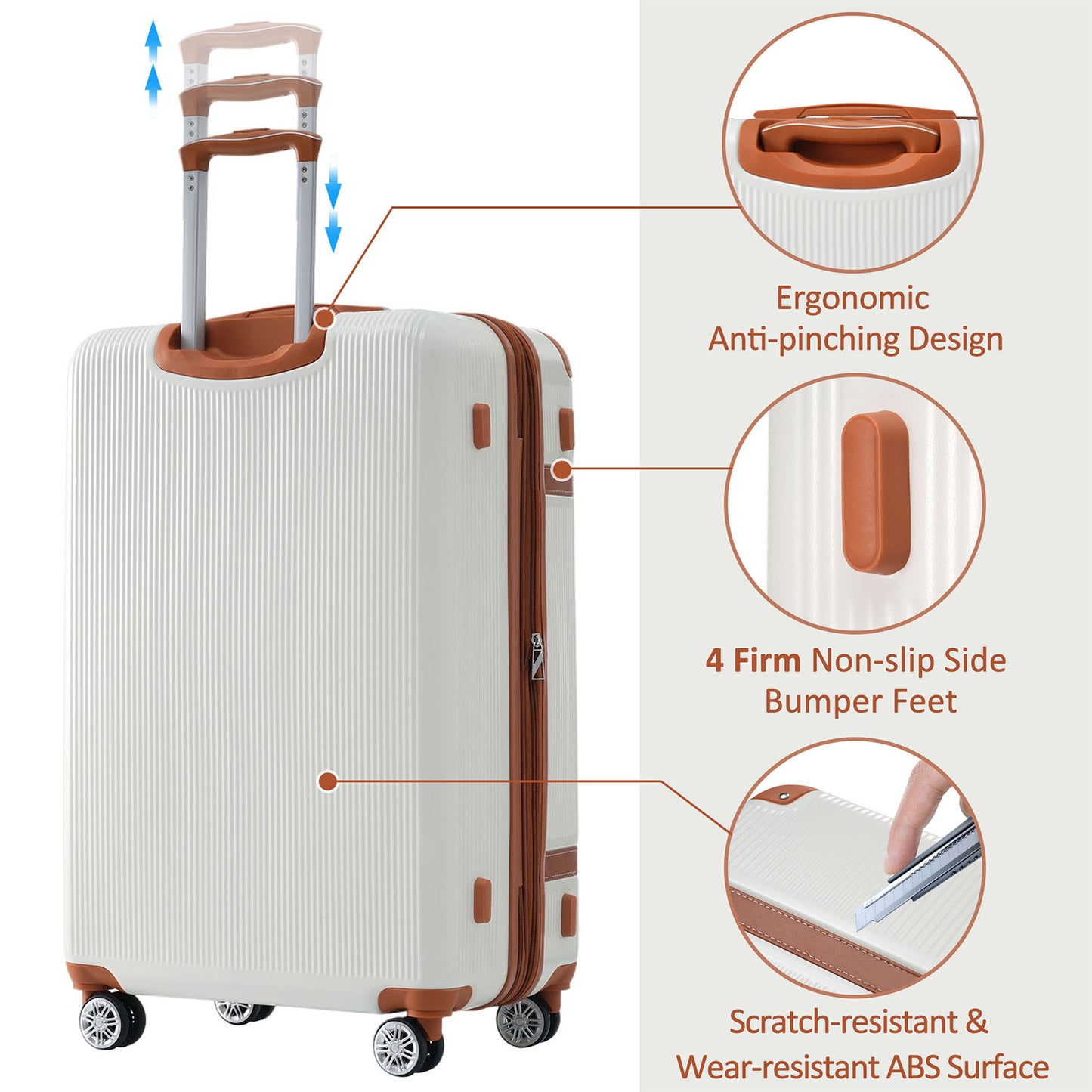 Hardshell Luggage Sets 3 Piece double spinner wheels TSA Lock Lightweight suitcase